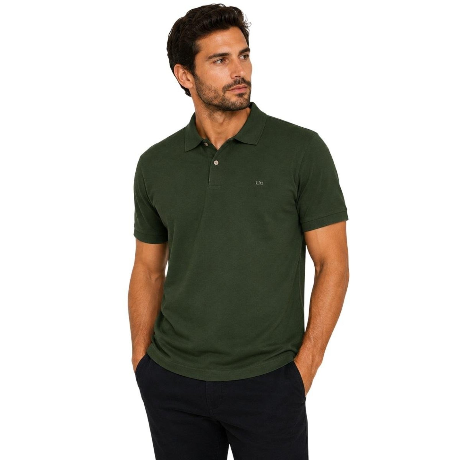 Camisa Polo Casual Masculina Ogochi 007510001 Verde