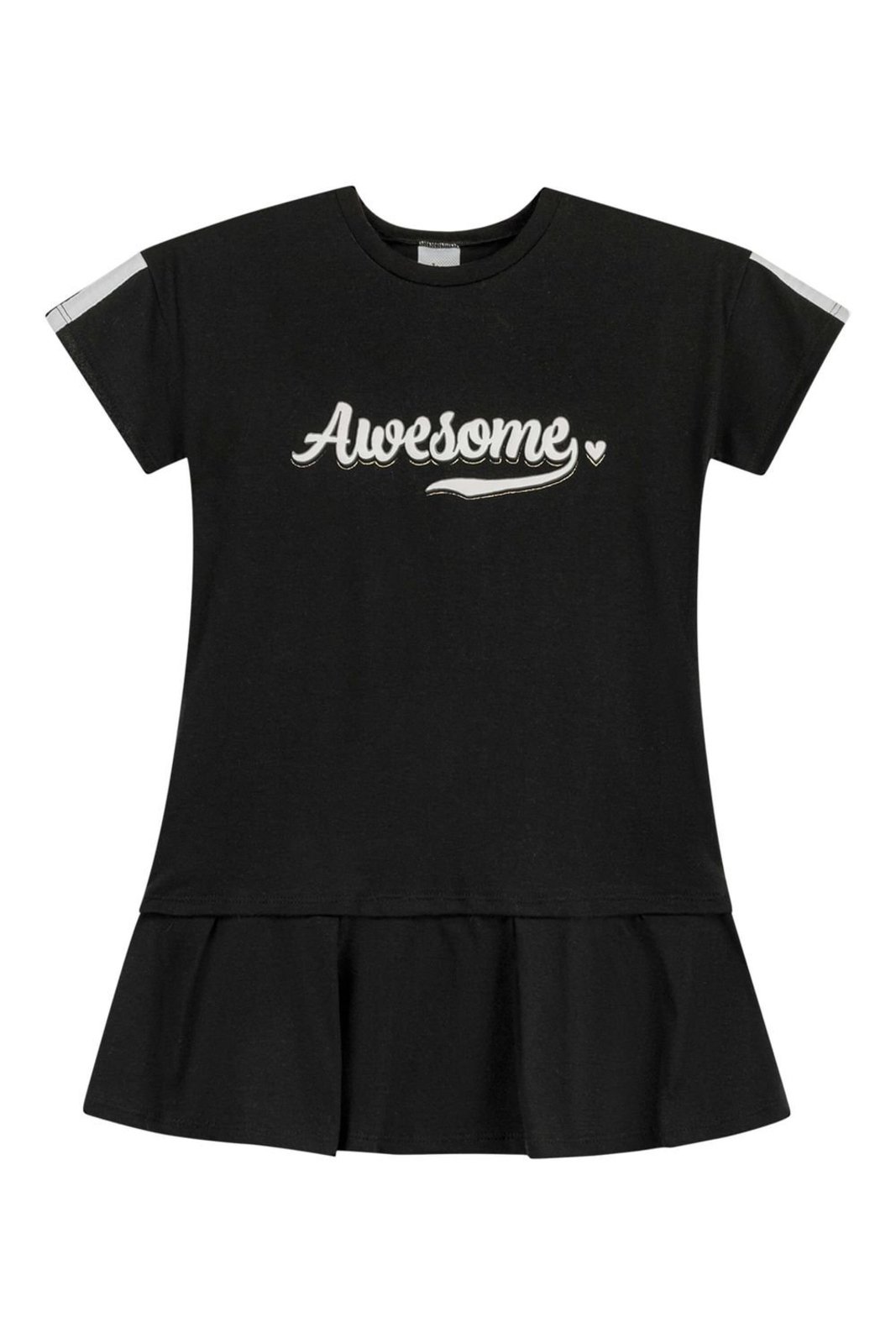Infantil - Vestido Menina Estampa Relevo Elian Preto
