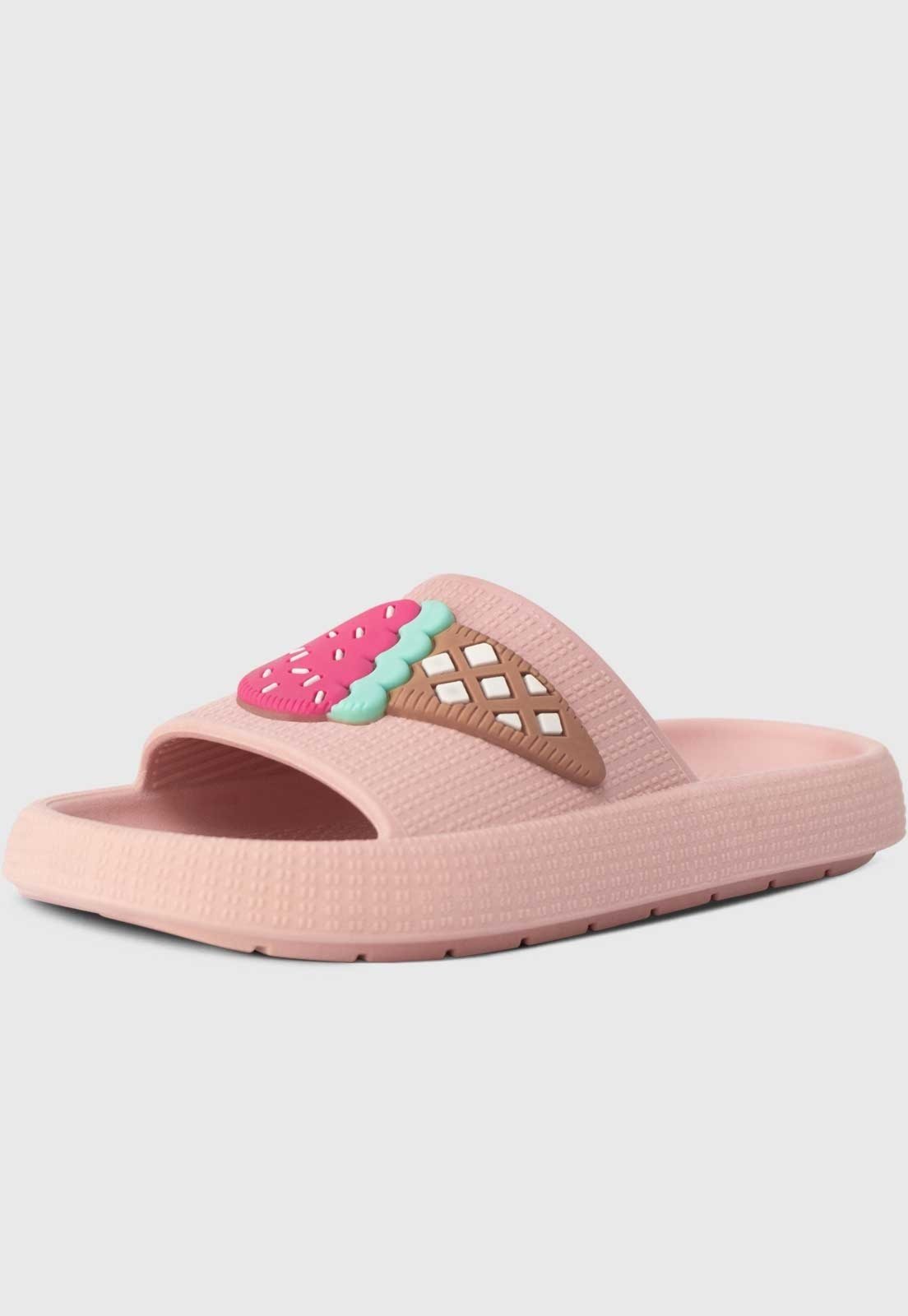 Vista 3 Infantil - Kit Bolsa e Chinelo Slide Sandália Juvenil Menina Pópidi Pink rosa Pópidí rosa