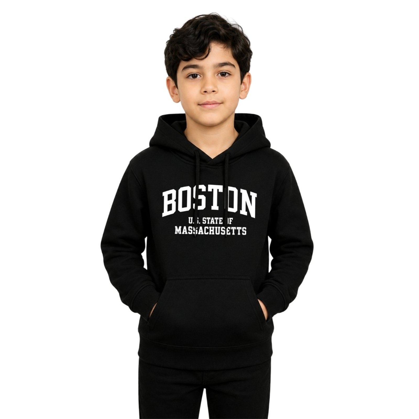Infantil - Blusa de Moletom Masculino Com Capuz Casaco Casual Confortável Boston