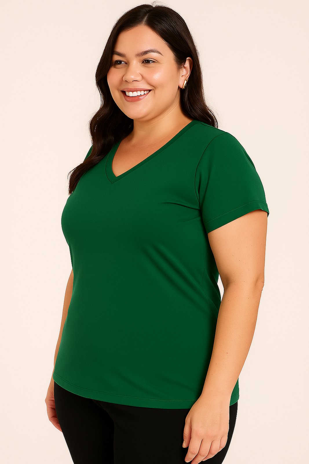 Camisa Baby Look D Bell Outlet Fashion Plus Size Verde