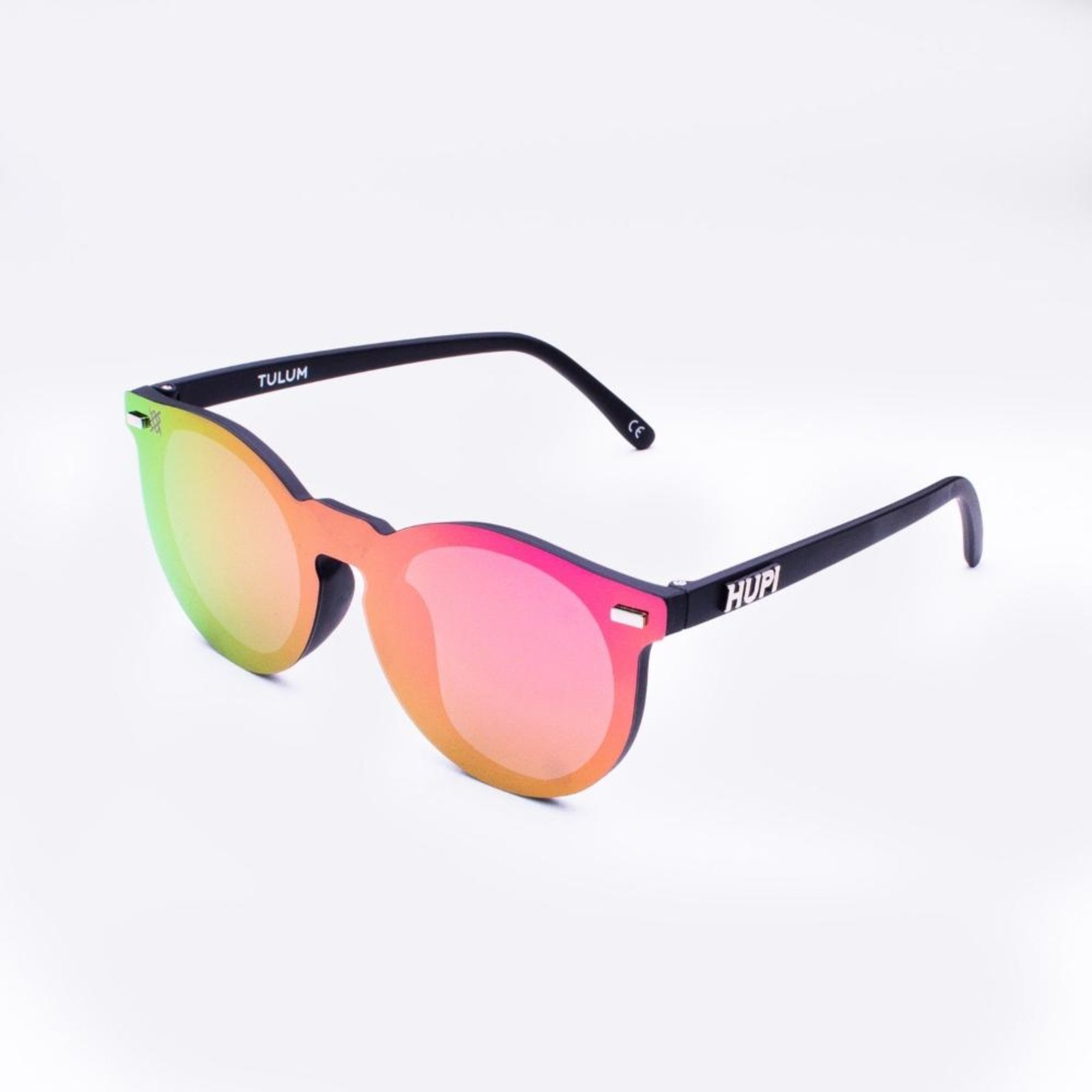 Óculos de Sol HUPI Tulum Preto – Lente Rosa Espelhado Preto