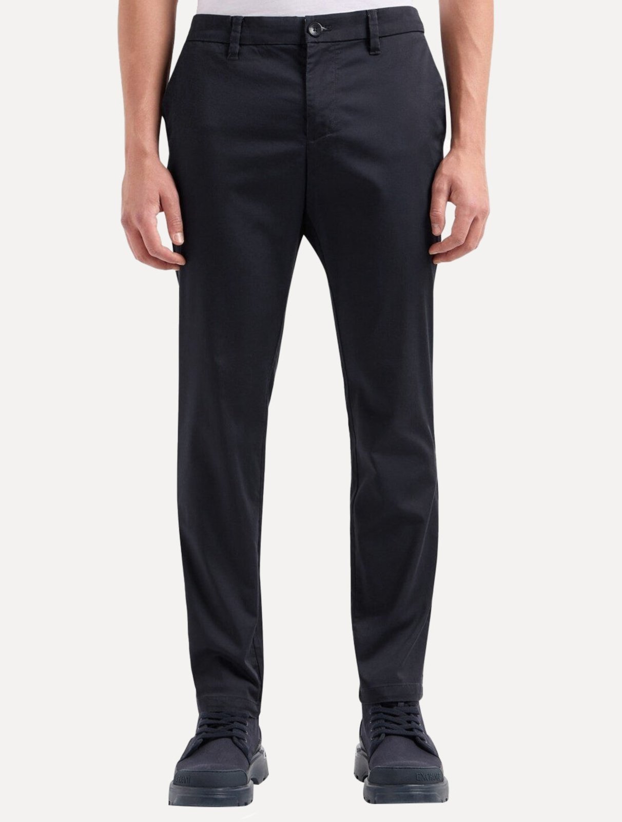 Calça Armani Exchange Masculina Social Stretch Chino Azul Marinho