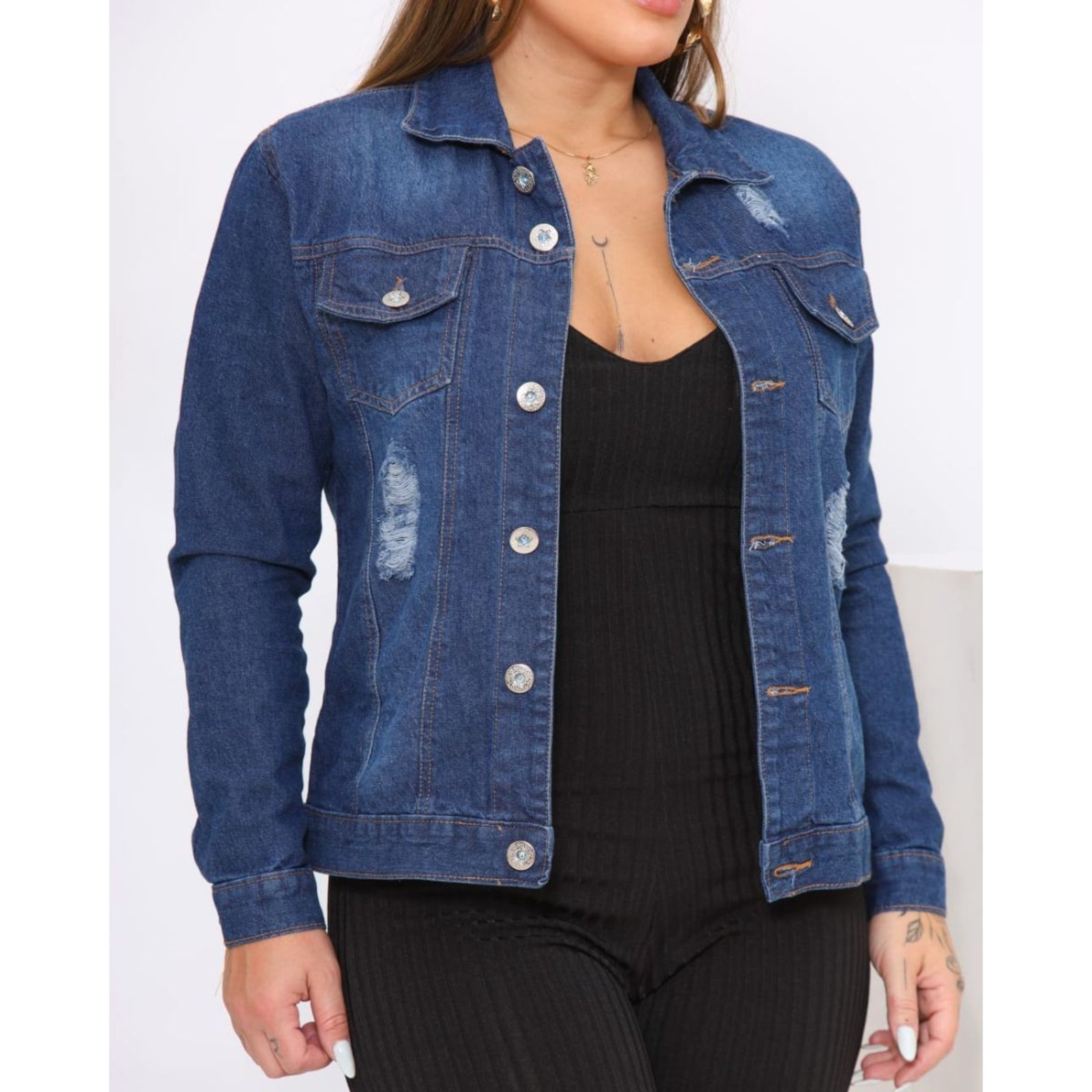 Jaqueta Azul Escuro Feminina Alleppo Jeans Taina