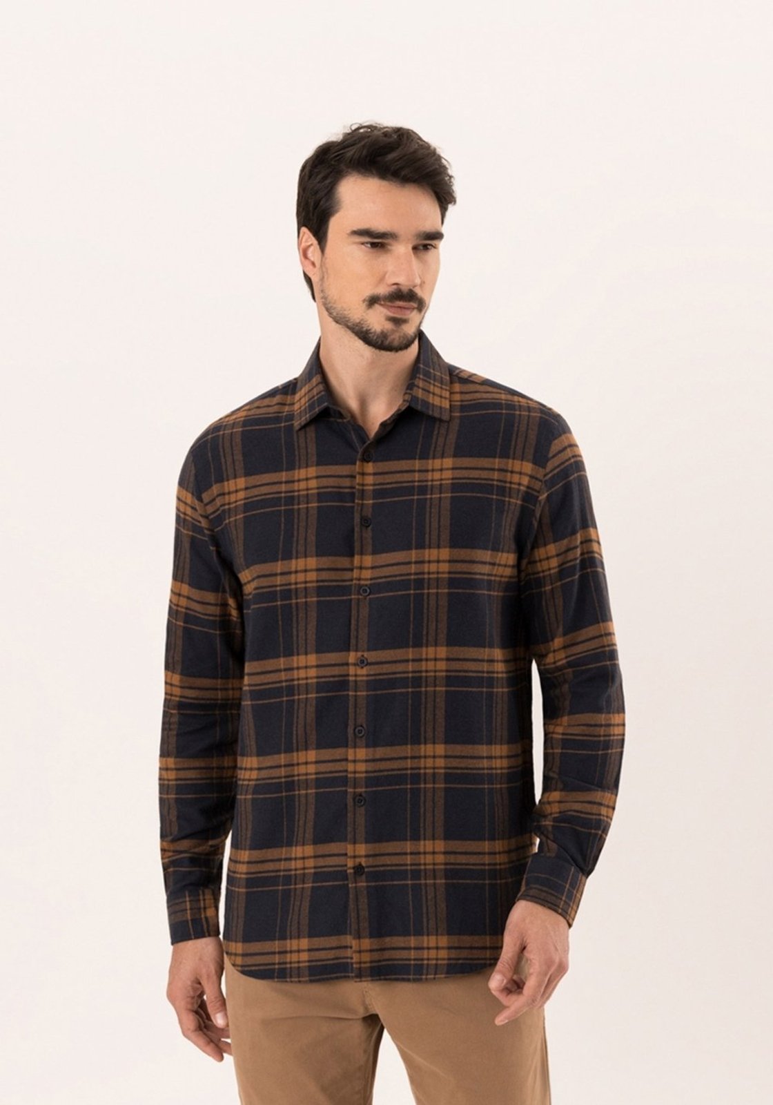 Camisa Comfort De Mangas Longas Em Tecido De Flanela