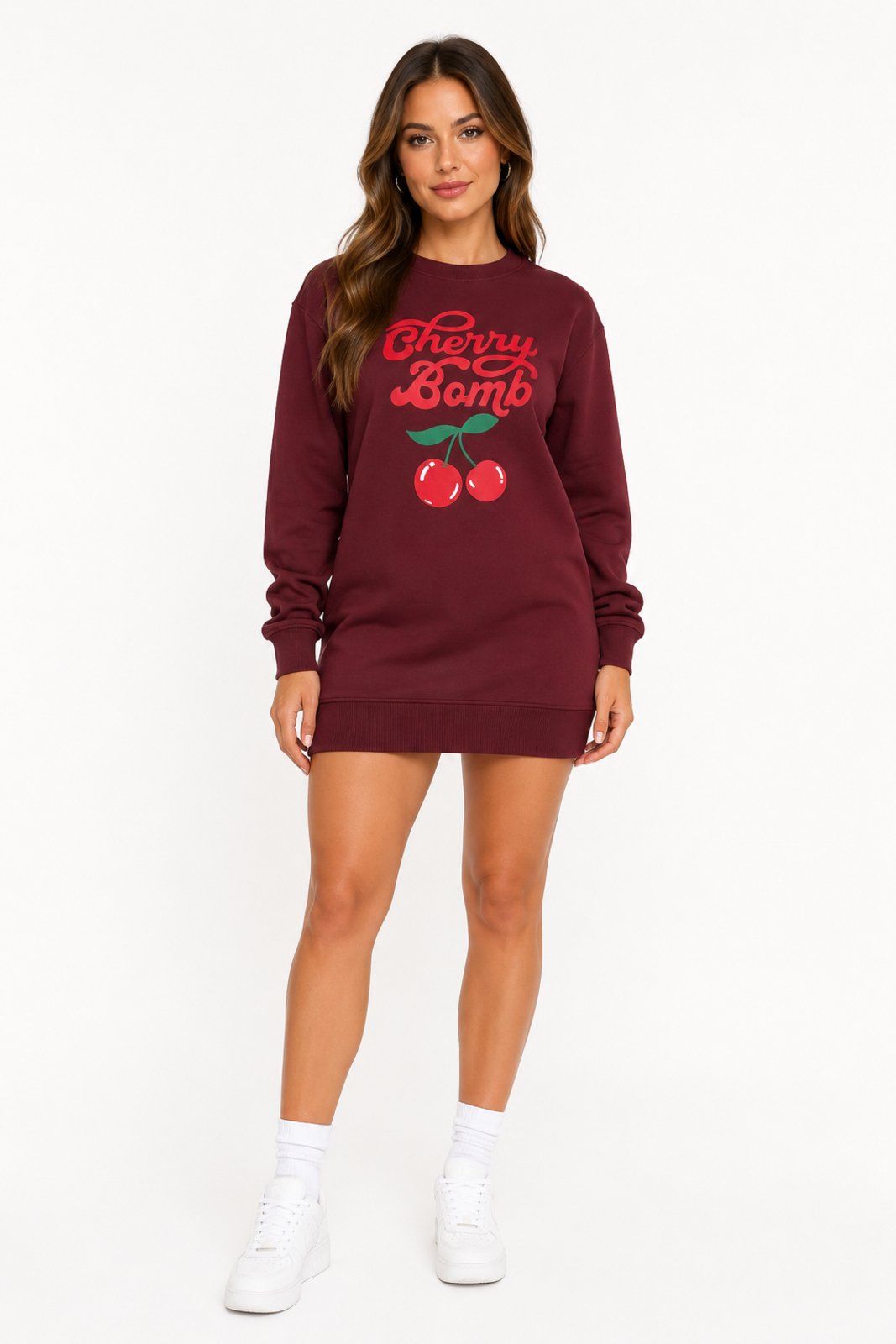 Vestido Feminino D Bell Outlet Fashion Moletom Vinho