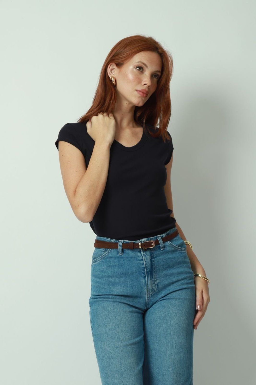 Blusa Decote U Azul Marinho G Gazzy