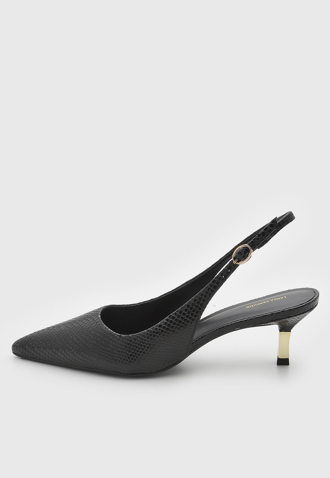 Scarpin Feminino Lança Perfume Slingback Couro Preto