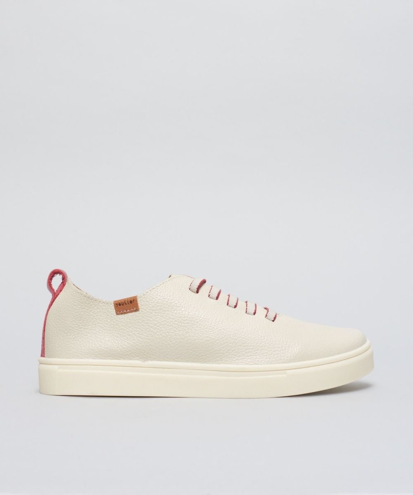 Tenis Couro Elastico Bicolor - Off White/Cereja 34 - off white/cereja