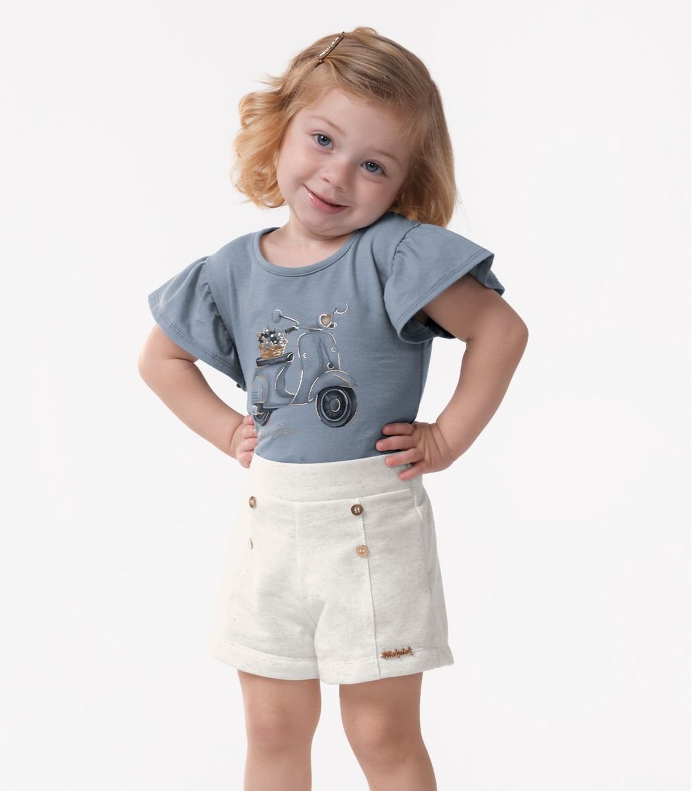 Infantil - Conjunto Feminino Blusa Com Shorts Trick Nick Azul