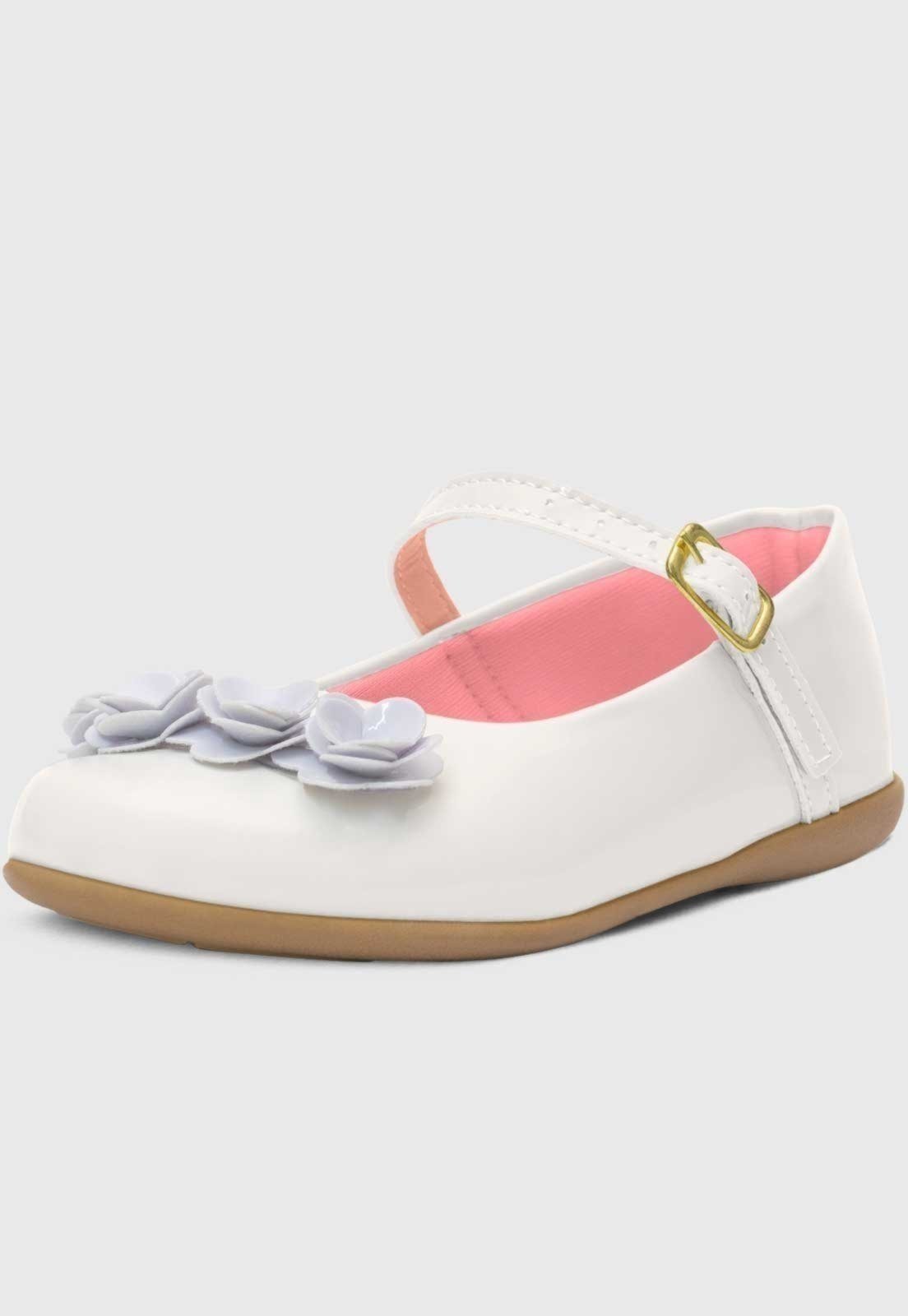 Infantil - Sapatilha Pópidí Menina Mini Flores Branco