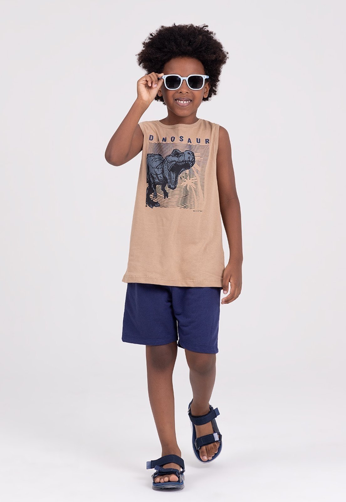 Infantil – Conjunto Regata Dinosaur Bege