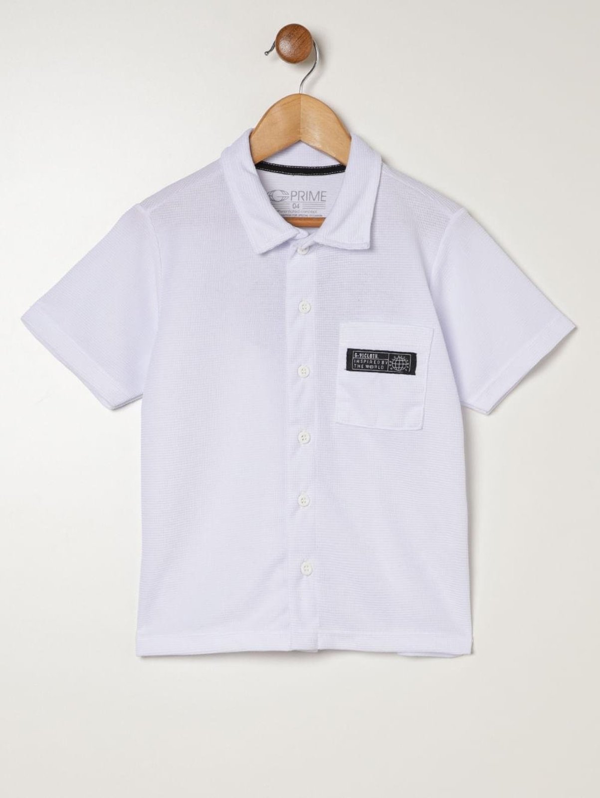 Infantil - Camisa Malha Texturizada Para Menino - BRANCO