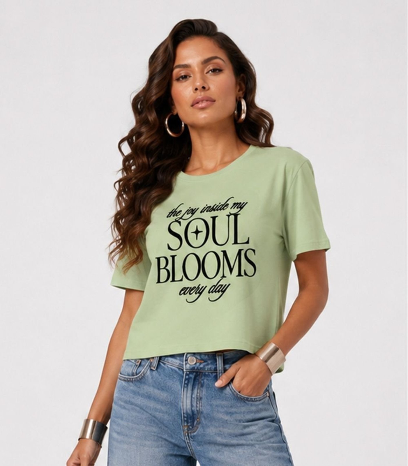 Blusa Feminina Com Estampa De Frase Infinita Cor Verde