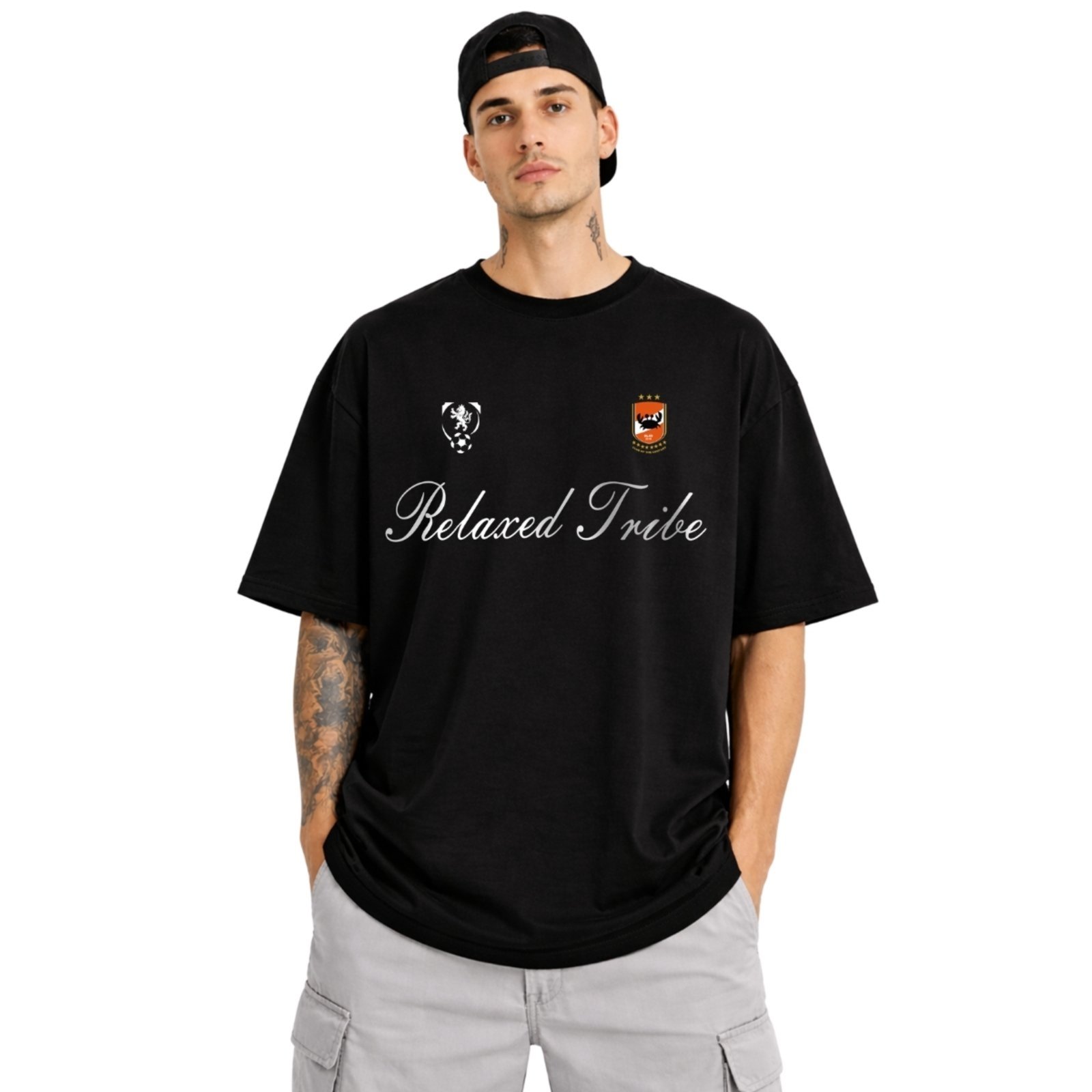 Camiseta Oversized de Algodão Masculina Ideal para Academia e Esportes Gola Redonda Estampas