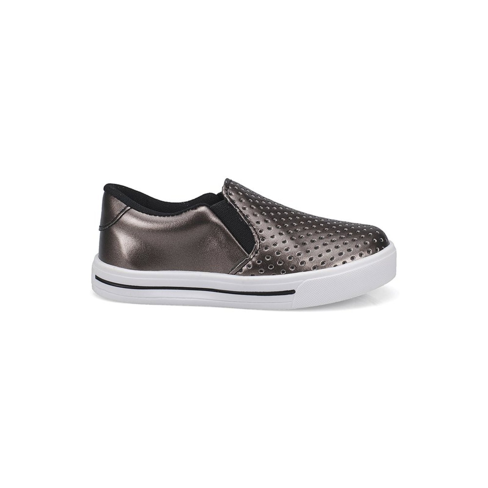 Infantil – Tênis Feminino Slip On Metalizado Chumbo