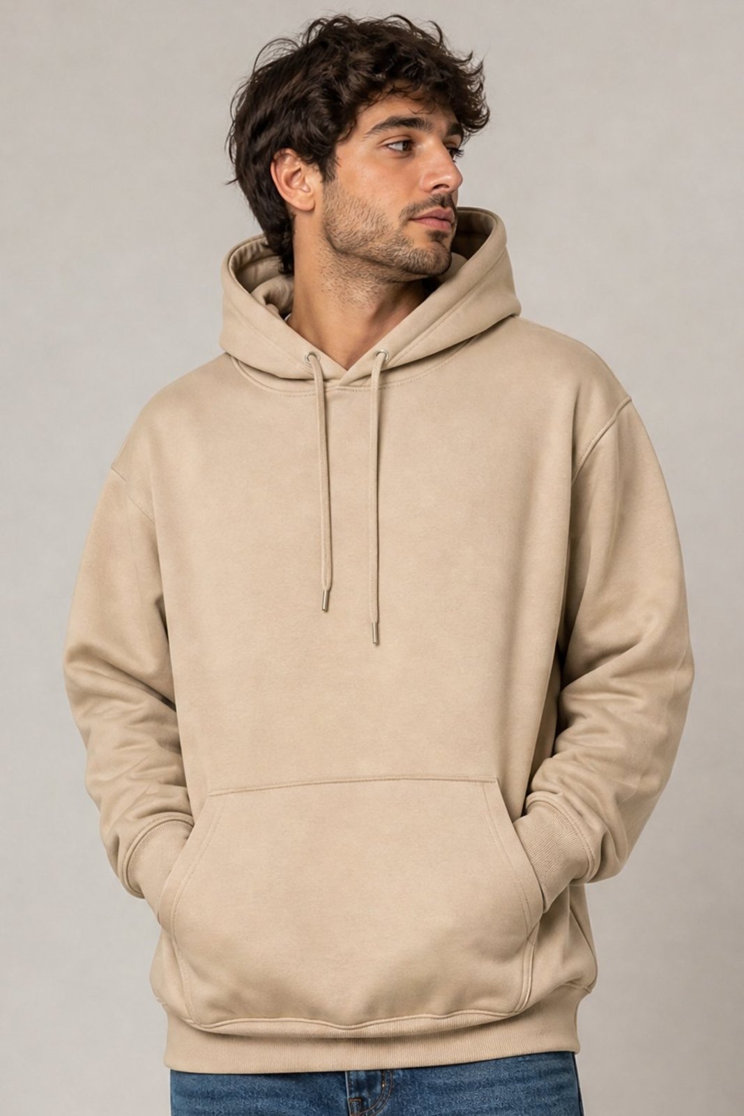 Blusa Moletom Canguru Confortável Polo Wear Bege Médio