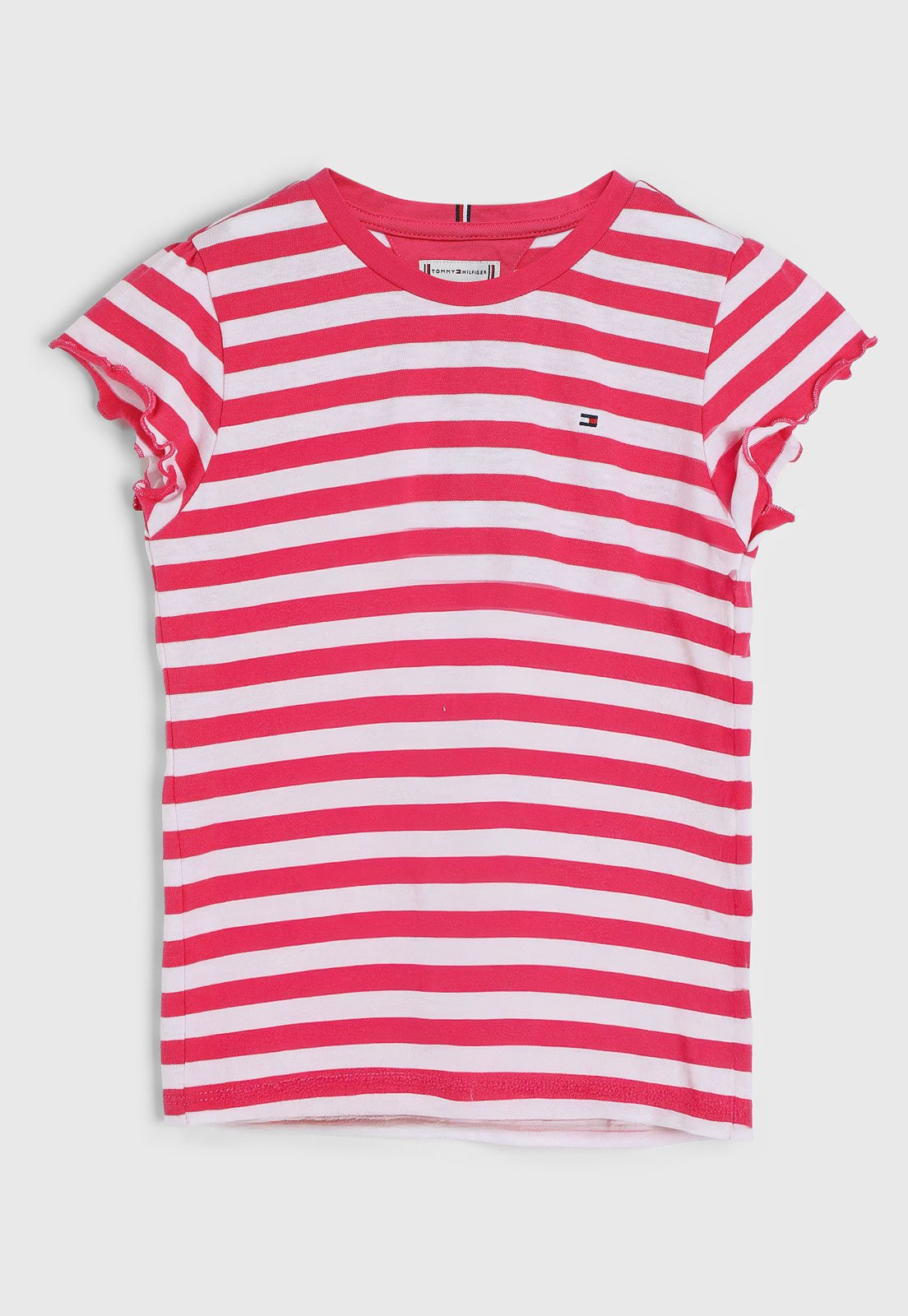 Infantil – Camiseta Manga Curta Tommy Hilfiger Listrada Rosa