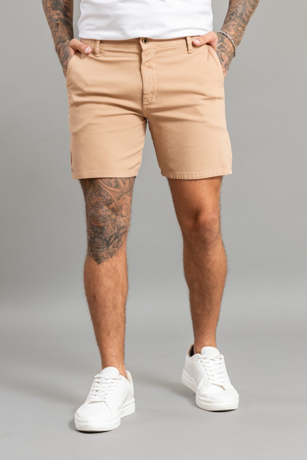 Bermuda Masculina Casual Sport Fino em Sarja Color Bege Dialogo