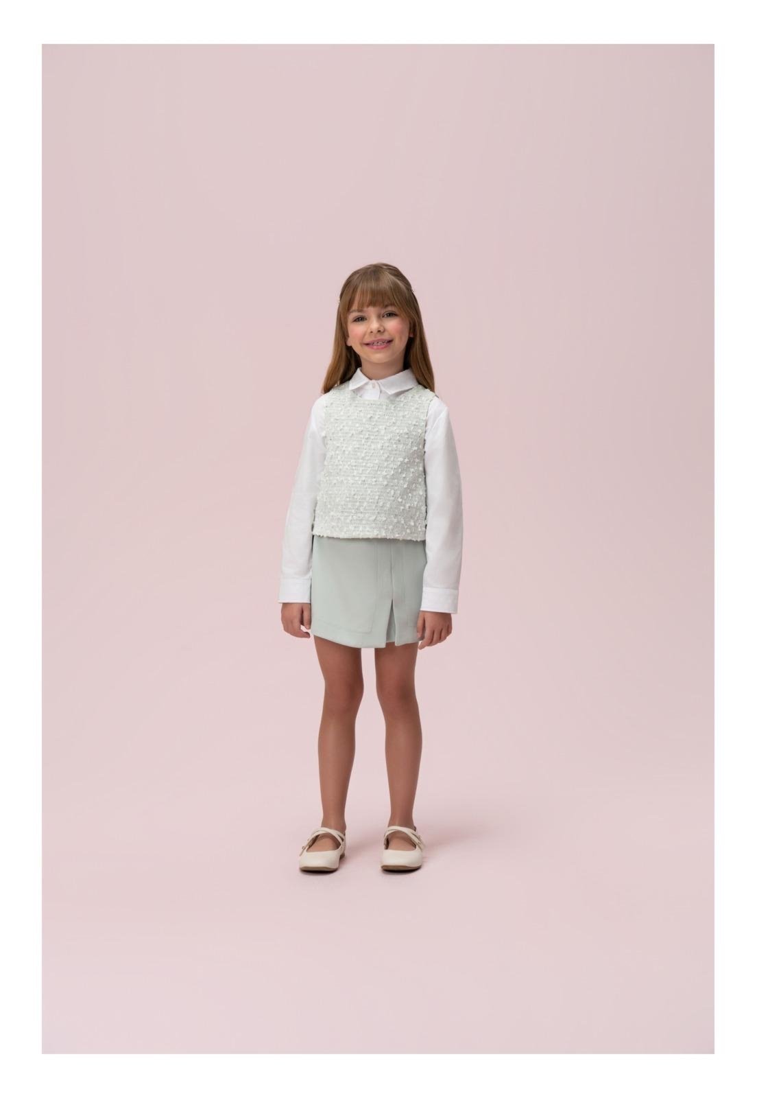 Infantil - Conjunto Colete Shorts Saia Social Petit Cherie 10 Off-white