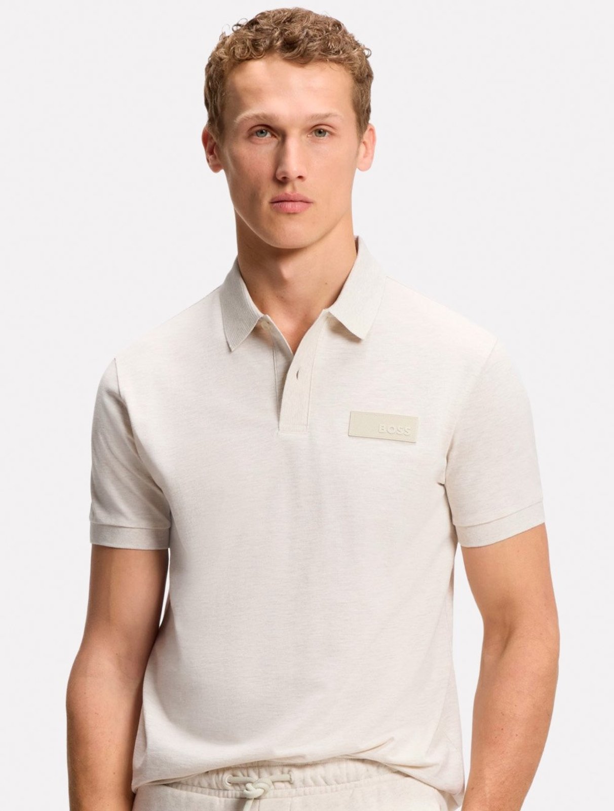Polo Hugo Boss Masculina Regular Fit Paddy Structure Cáqui Claro