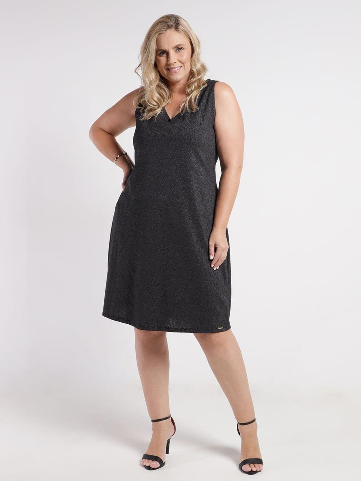 Vestido Canelado Plus Size Feminino PRETO