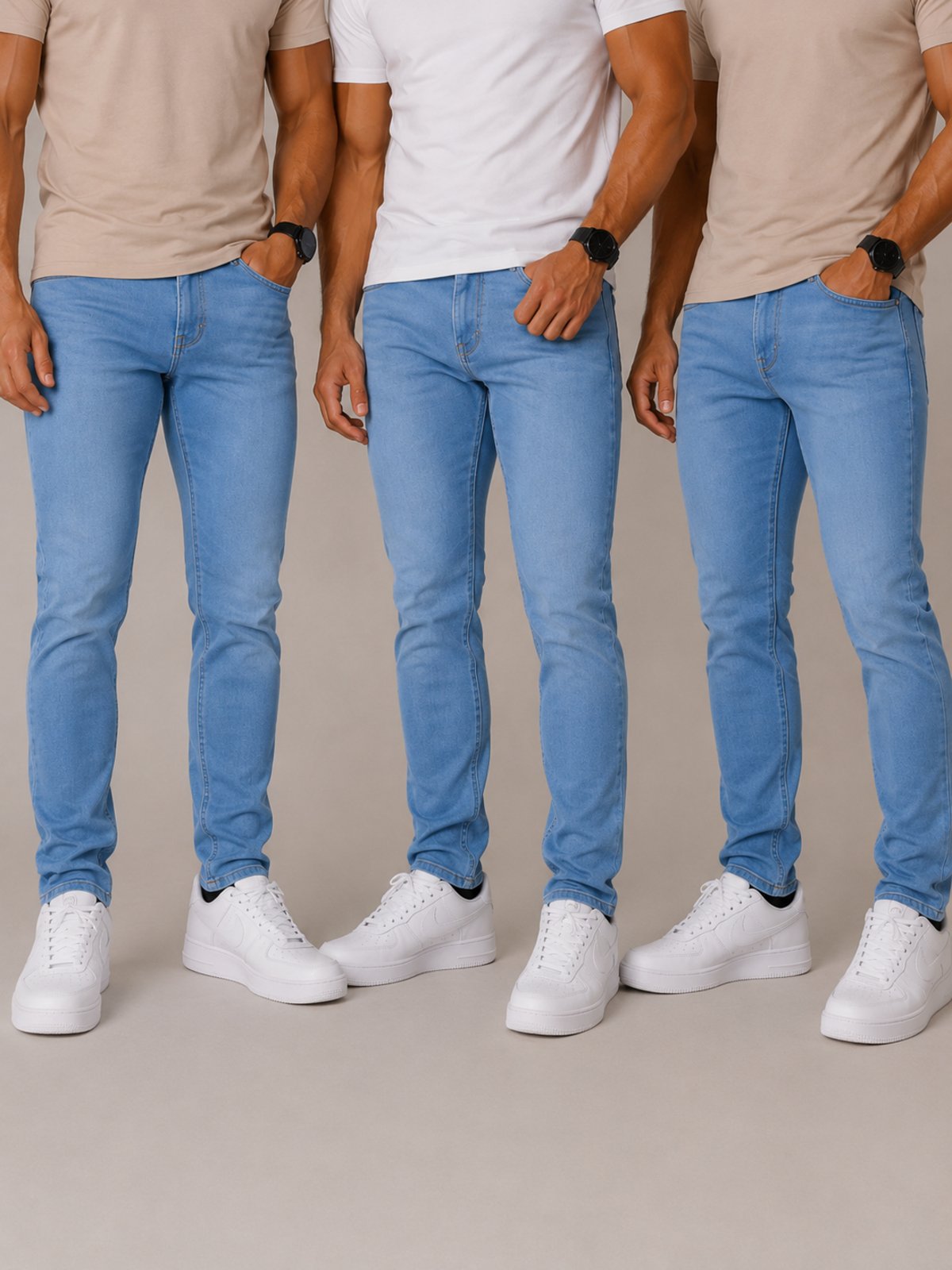 Kit 3 Calças Jeans Masculinas TEX JEANS Casual Básico Delavê