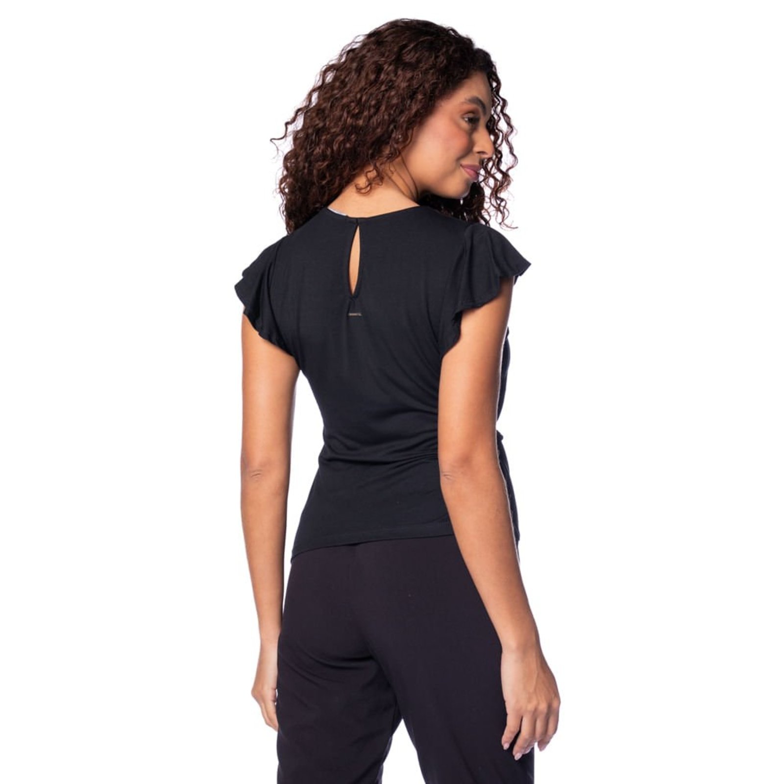 Vista 3 Blusa Feminina Olho Fatal Com Amarração preto Olho Fatal preto