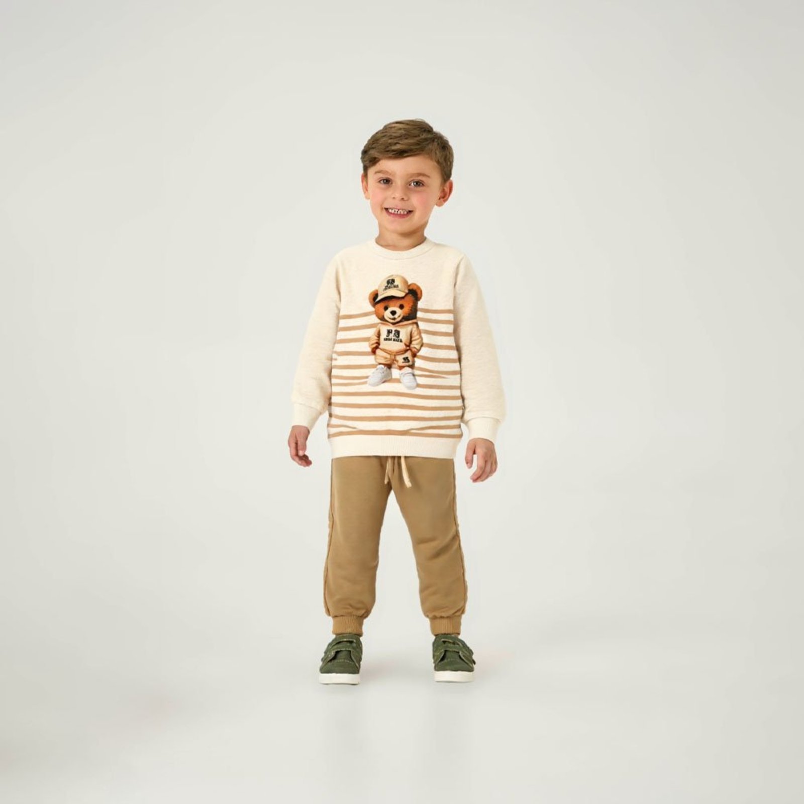 Infantil - Conjunto Bege Primeiros Passos Pulla Bulla Menino - 55277-1254
