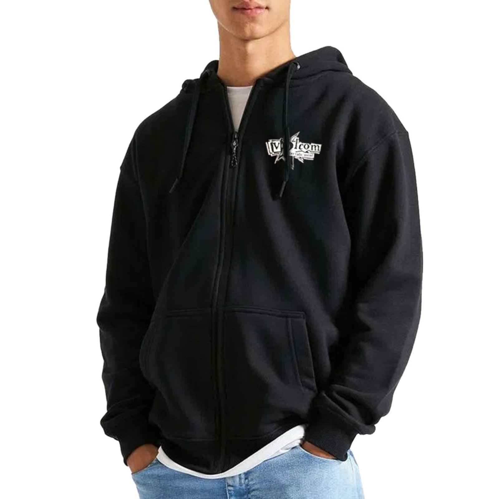 Moletom Canguru Volcom com Ziper Preto