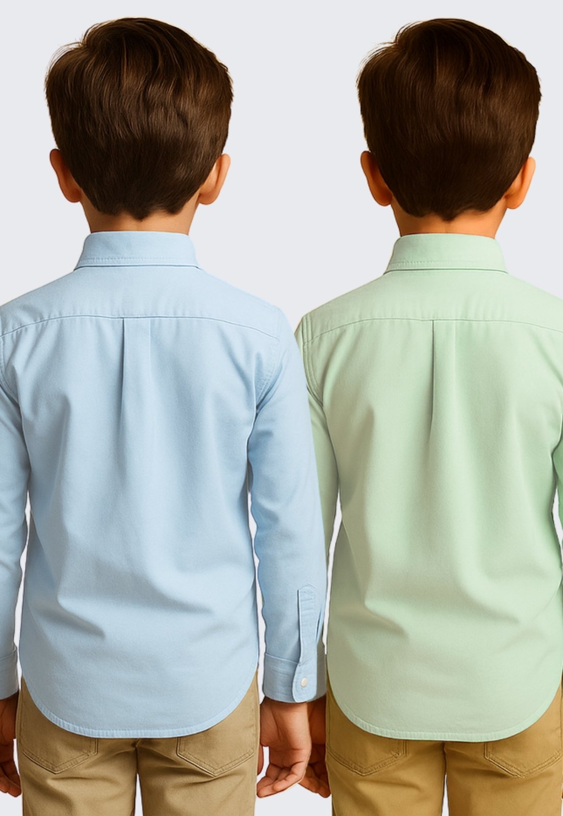 Vista 3 Infantil - Kit 2 Camisa Social Masculina Daze Modas e Verde Água branco/verde verde Daze Modas branco/verde verde
