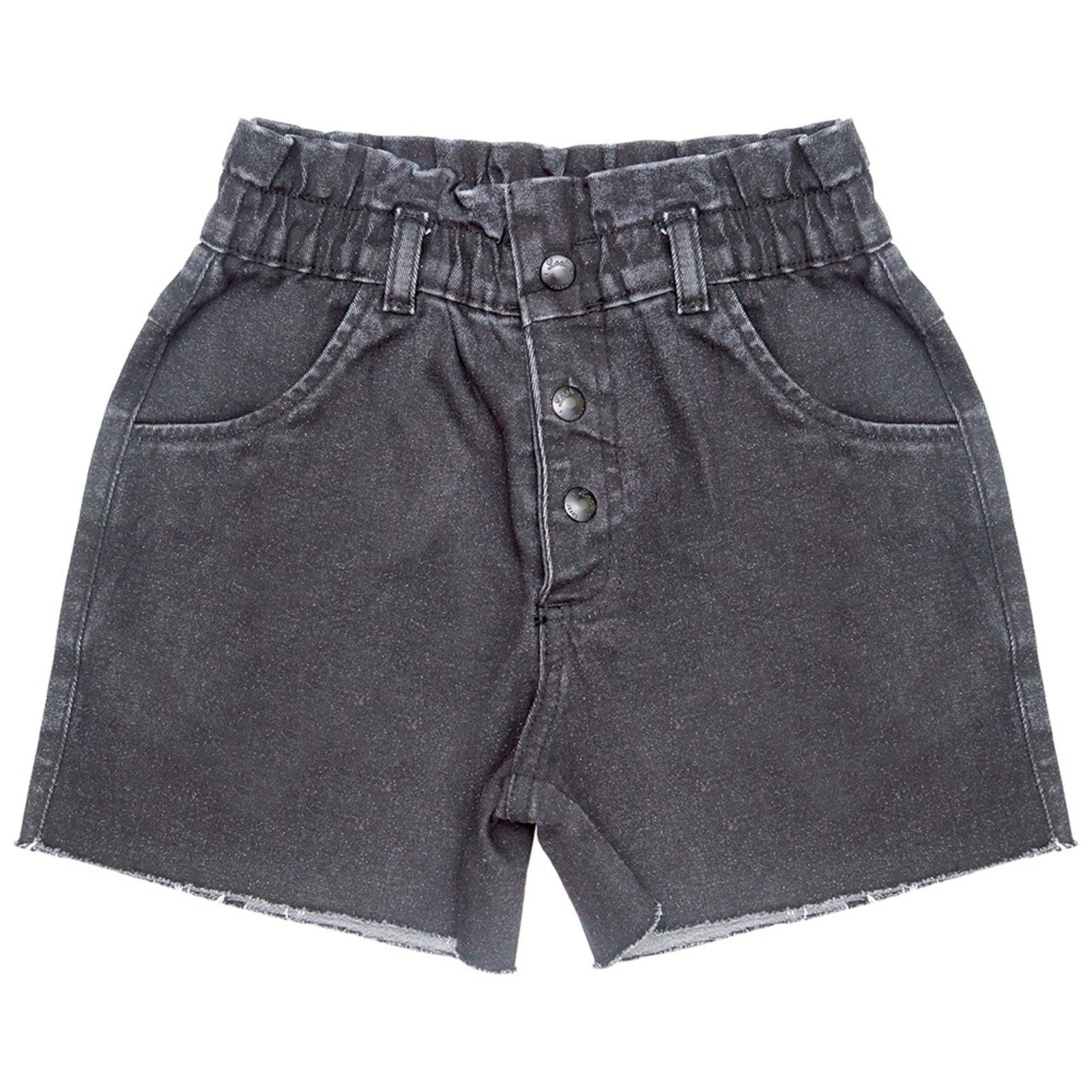 Infantil - Shorts Juvenil Look Jeans Clochard Preto Infantil - Shorts Juvenil Look Jeans Clochard Preto