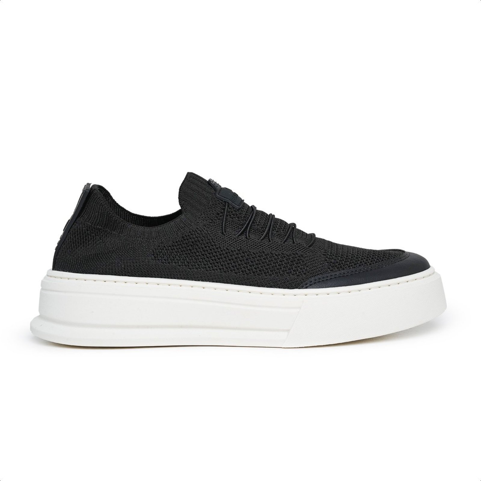 Tenis Masculino Sola Alta Plataforma Knit Confortavel Preto