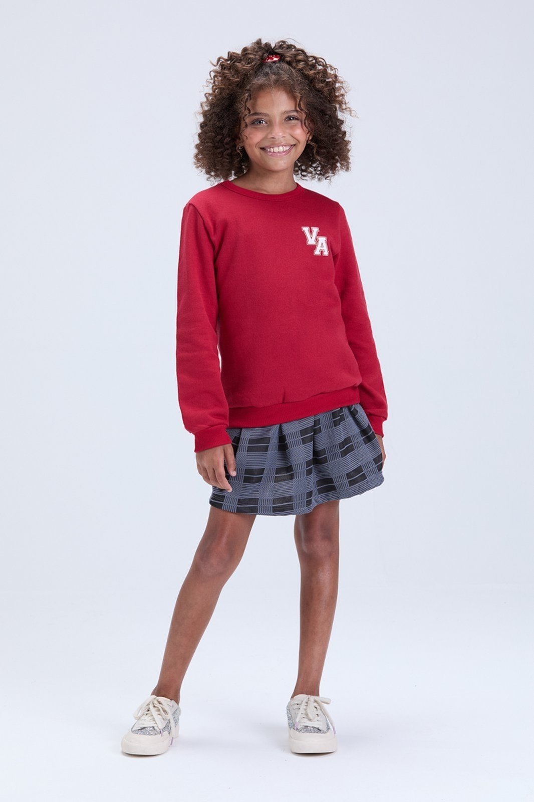 Infantil - Conjunto Feminino de Inverno Colegial com Saia