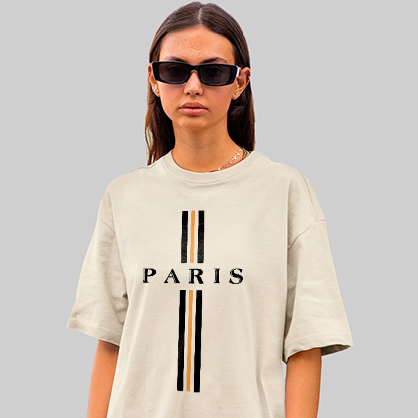 Camiseta Oversized Paris Listrada Fashion Streetwear Conforto Premium Off White