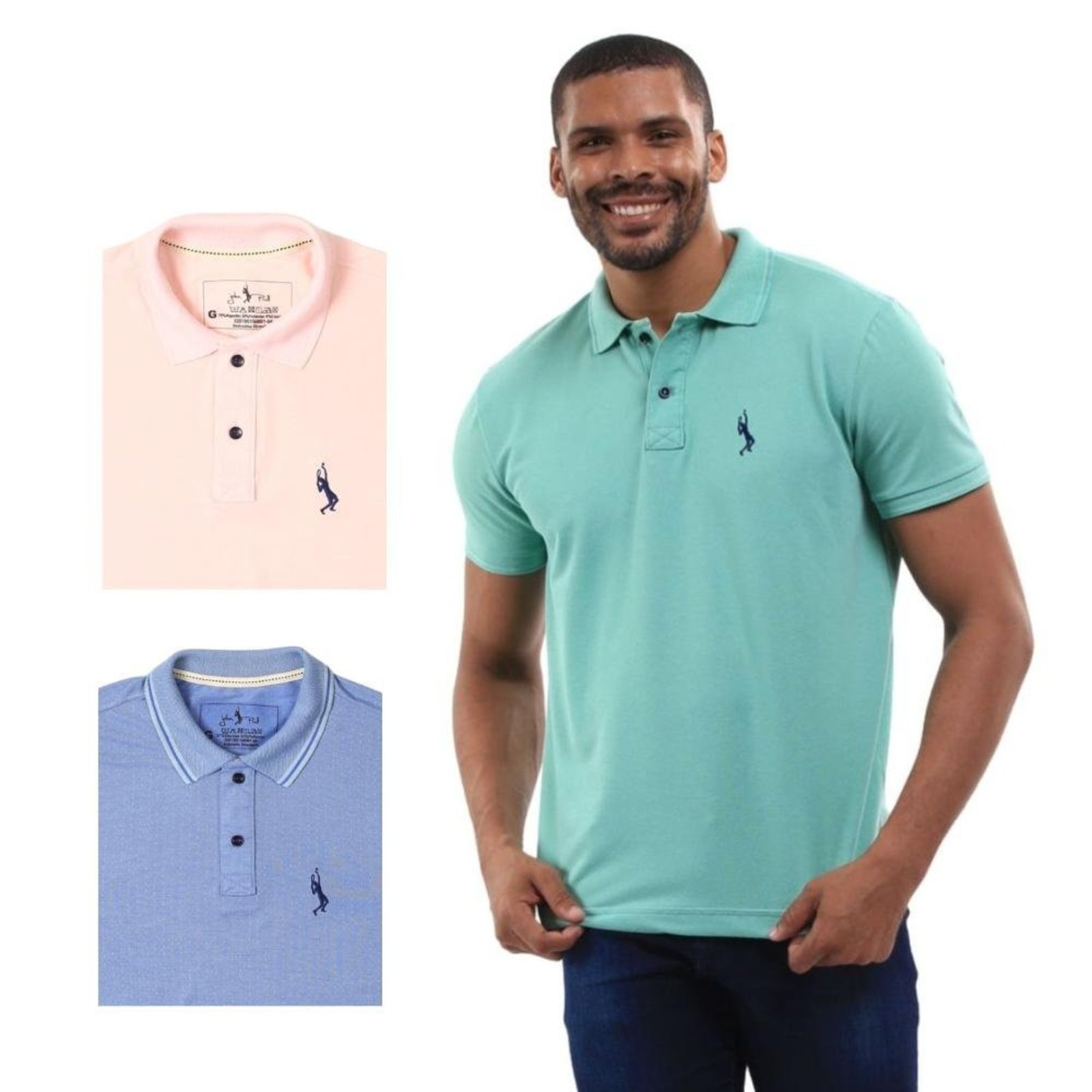 Kit 3 Camisa Polo Masculina Slim Piquet Algodão Ocasiões