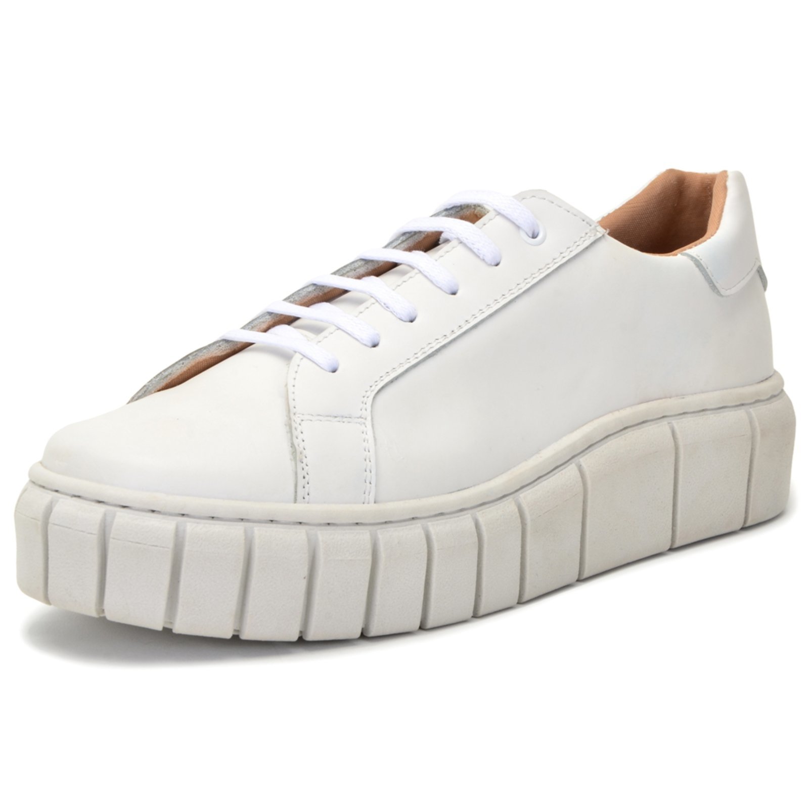 Tênis Feminino Conforto Ferrile Em Couro Branco 155