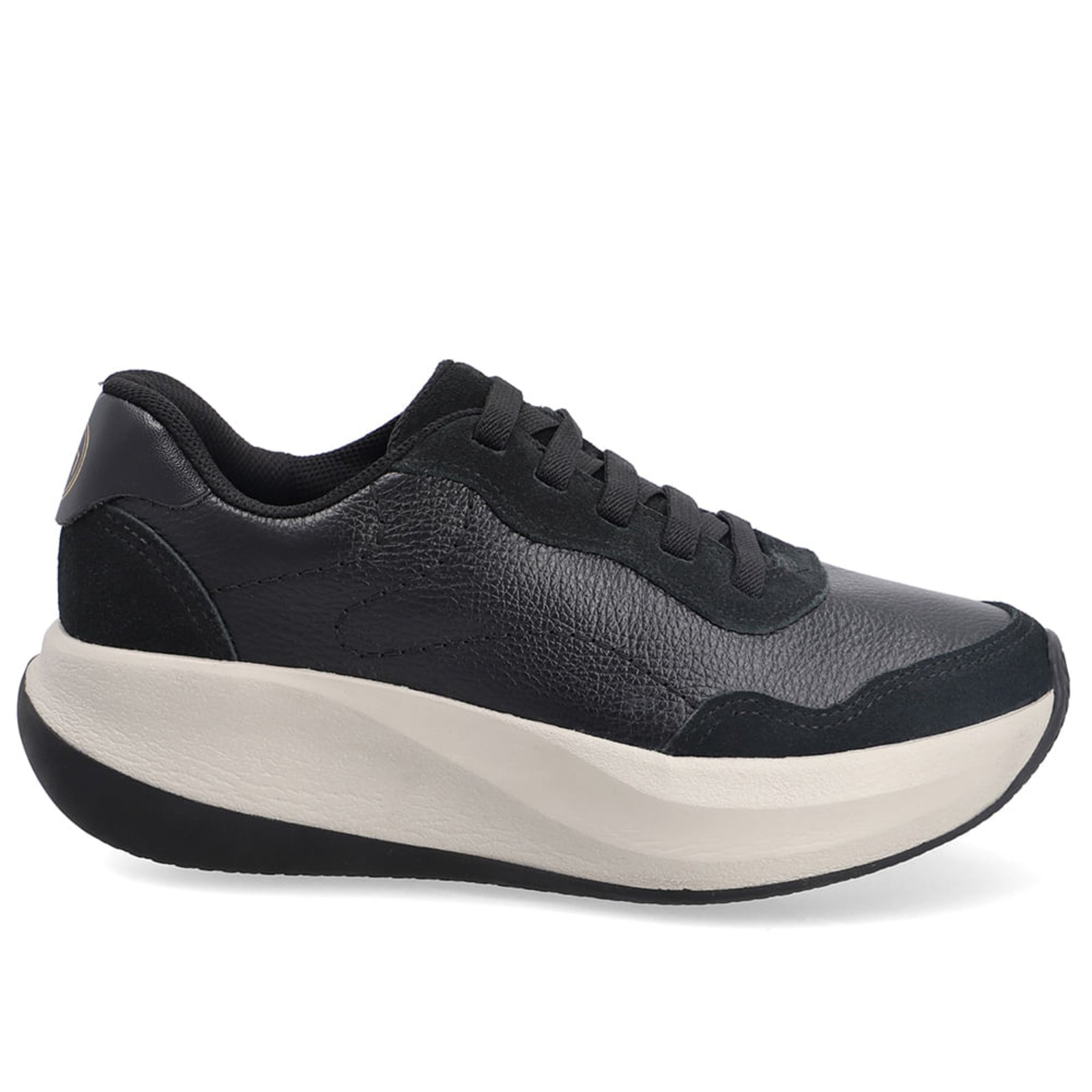 Tênis Casual Multimateriais Preto Com Cadarço Em Elástico