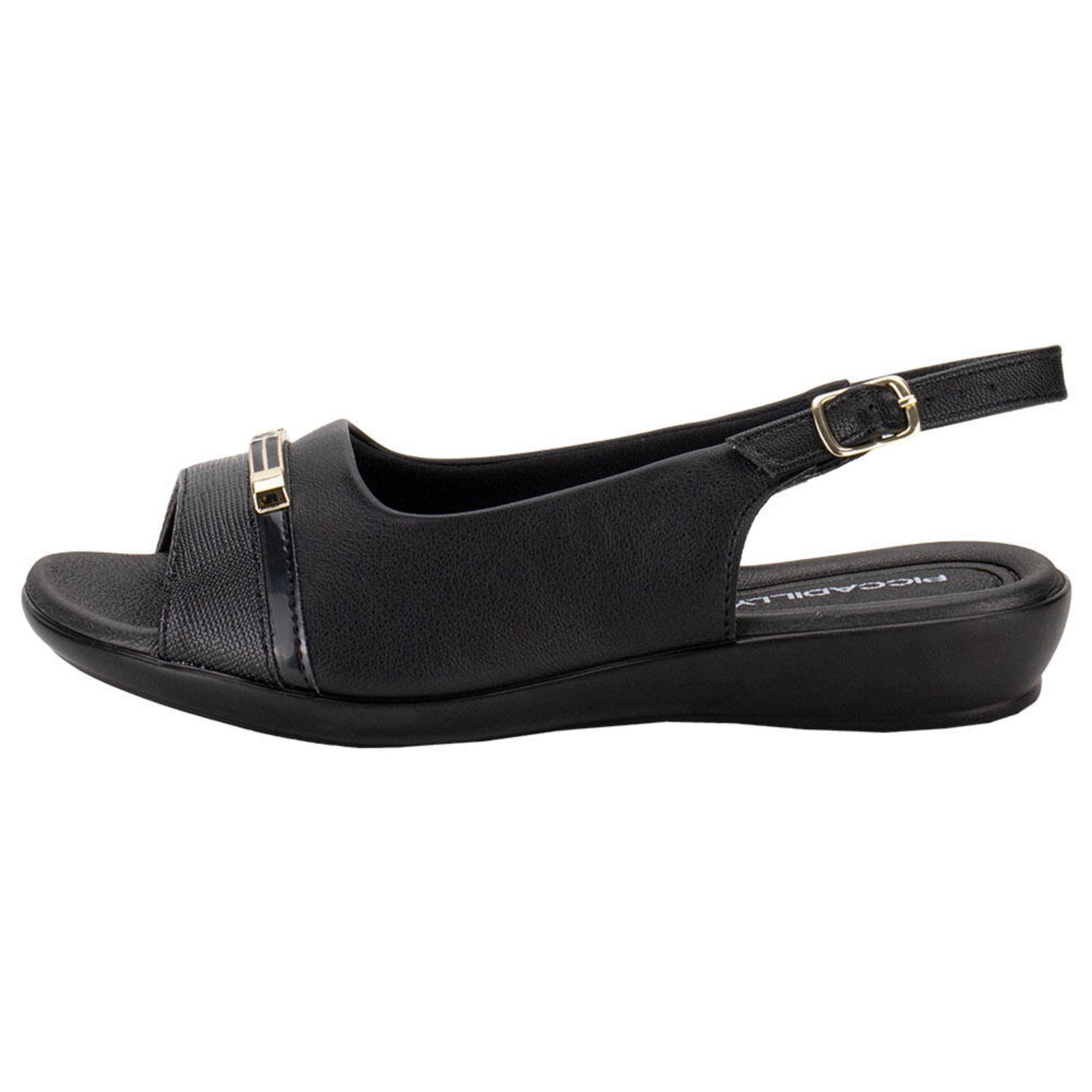 Vista 3 Sandália Feminina Flat Piccadilly 500380 0080380 preto Piccadilly preto