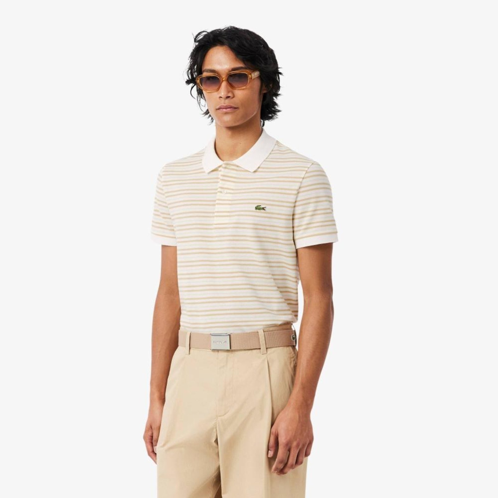 Polo em Petit Piqué Listrada – Classic Fit Bege