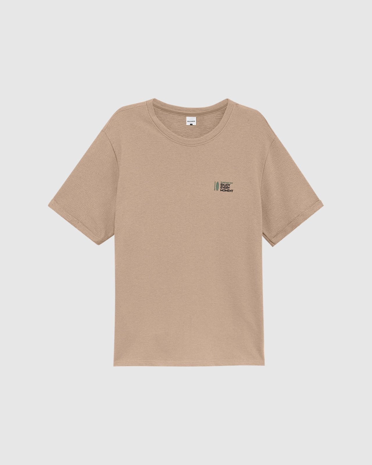 Camiseta Masculina Manga Dobrada Em Malha Linho Texturizada