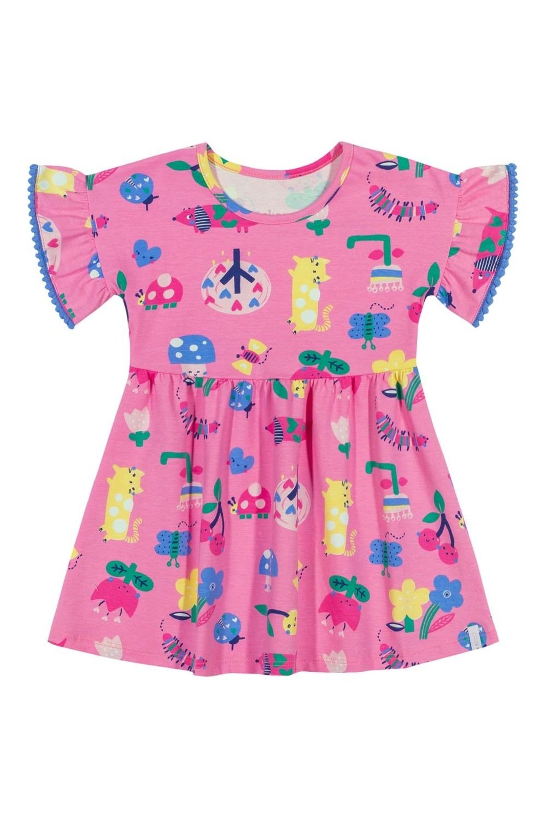 Infantil - Vestido Menina Mangas Com Pompom Elian Rosa