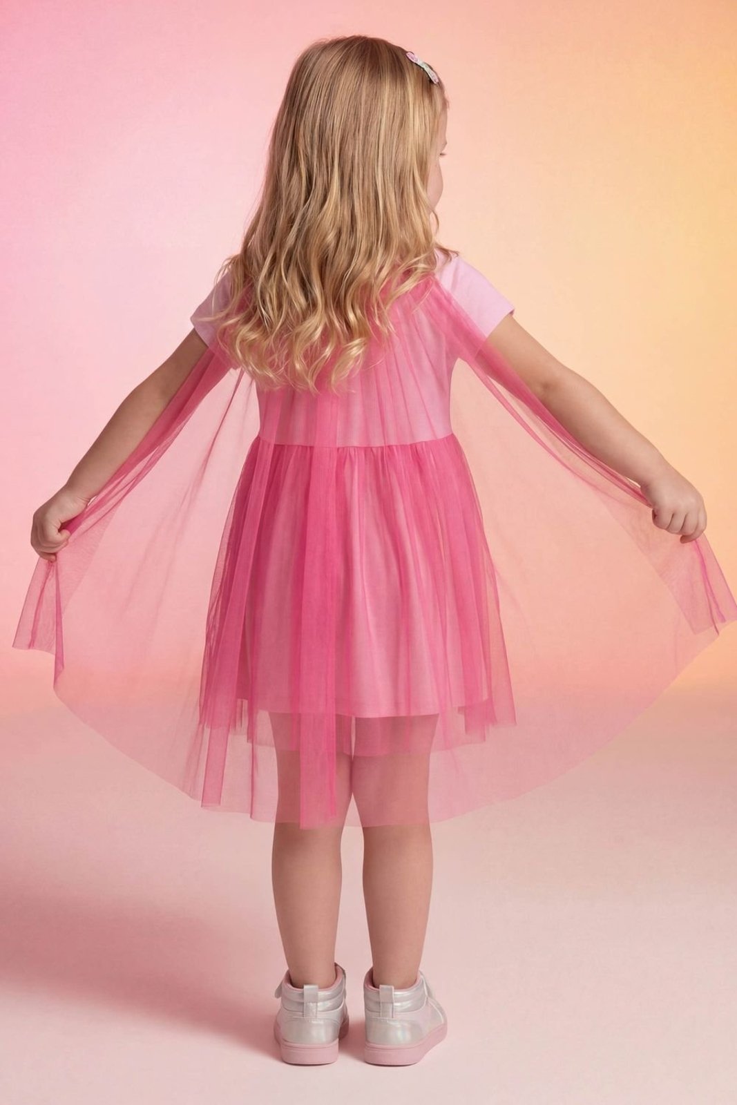 Vista 3 Infantil - Vestido Menina Fantasia Com Asas Elian Elian rosa