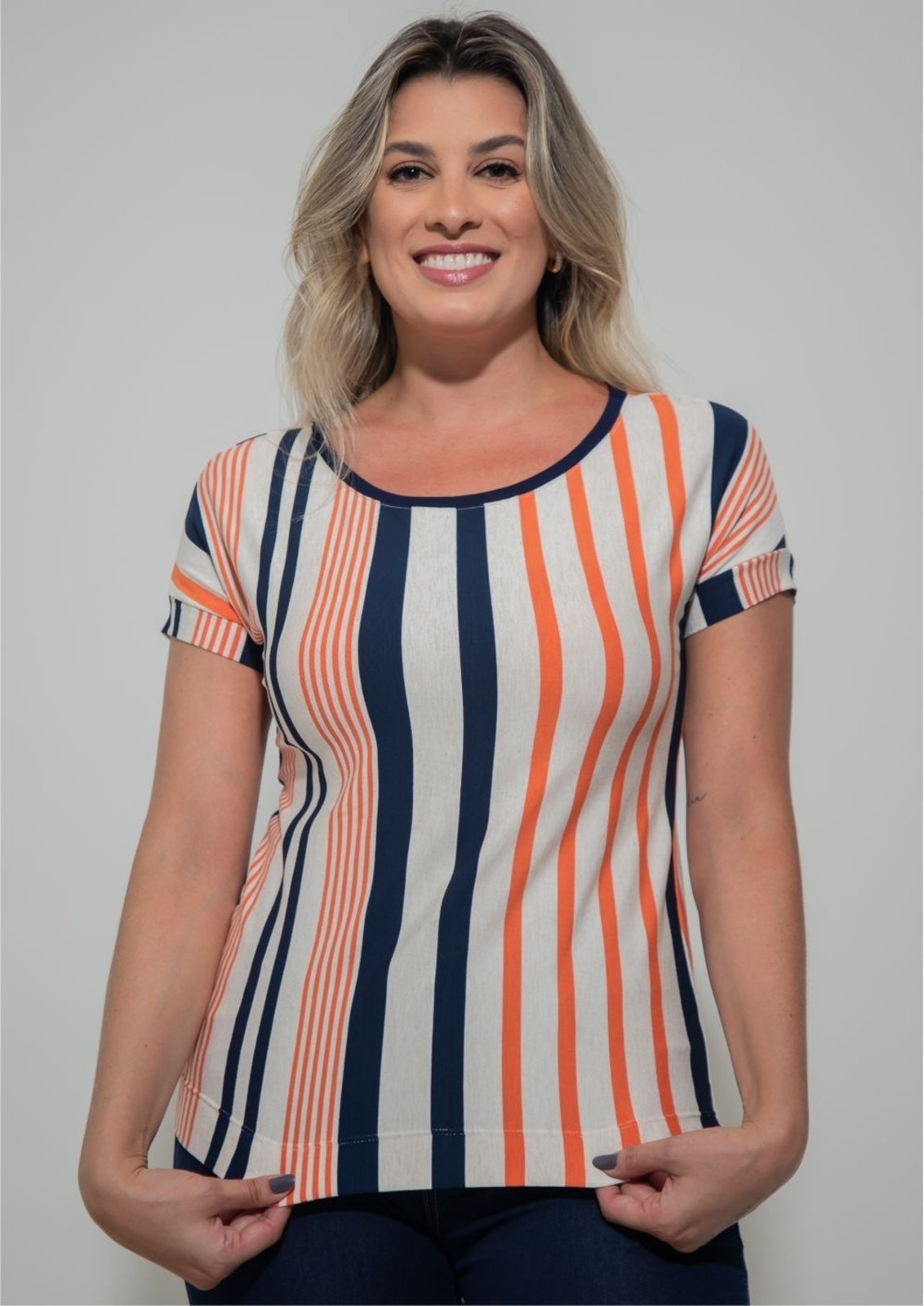 Blusa Pau a Pique Listrada Laranja LARANJA – GG Pau a Pique