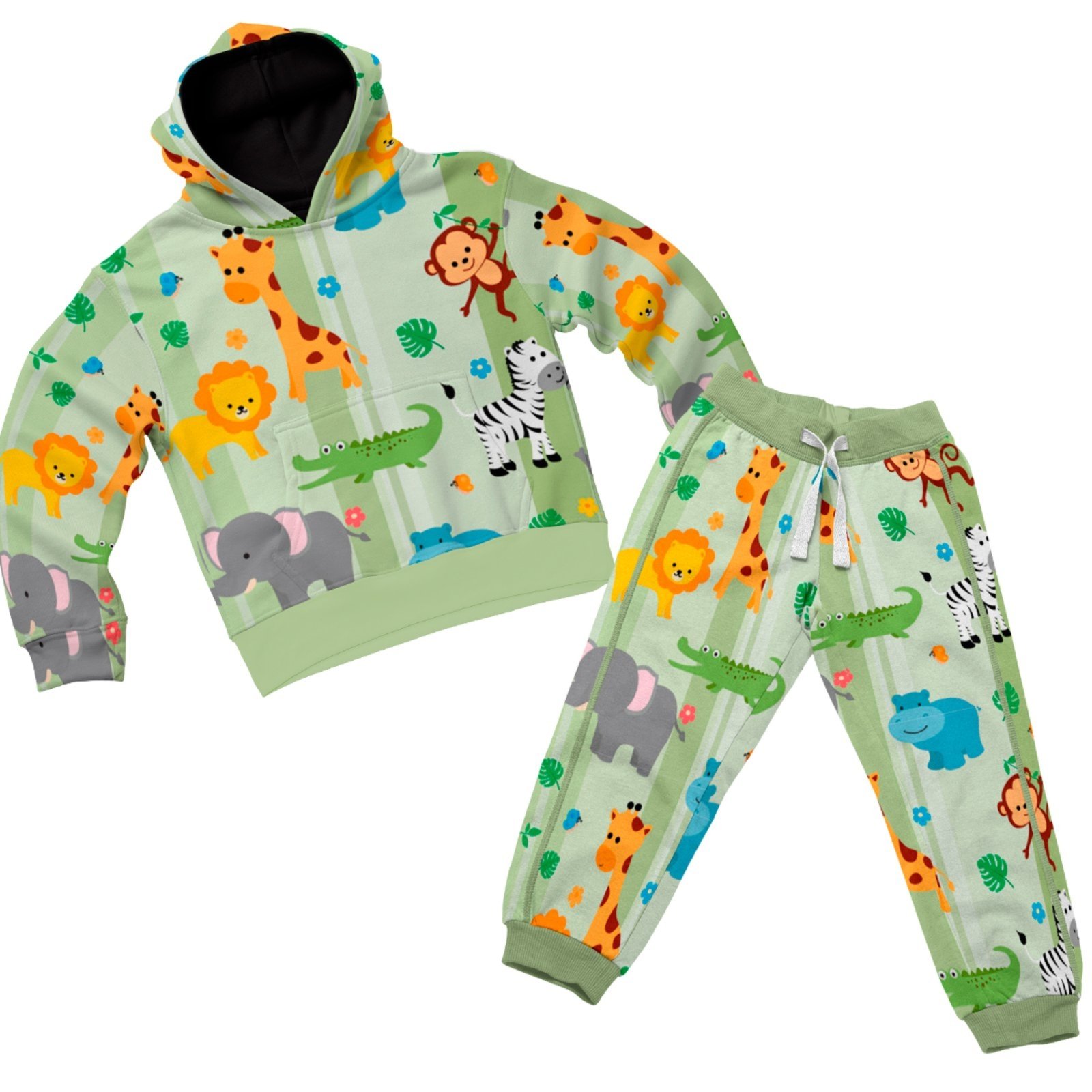 Infantil – Conjunto Moletom Temático Personagens Zoo Animais Para o Frio Colorido