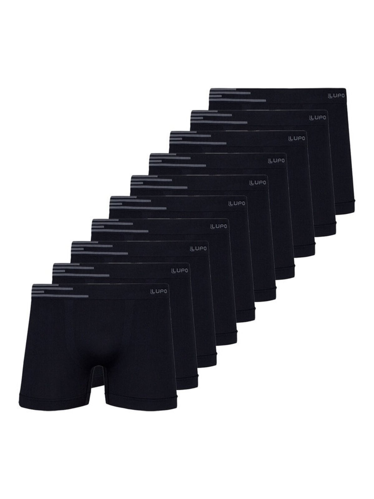 Kit com 10 Cuecas Boxer Lupo 436-002 Preto