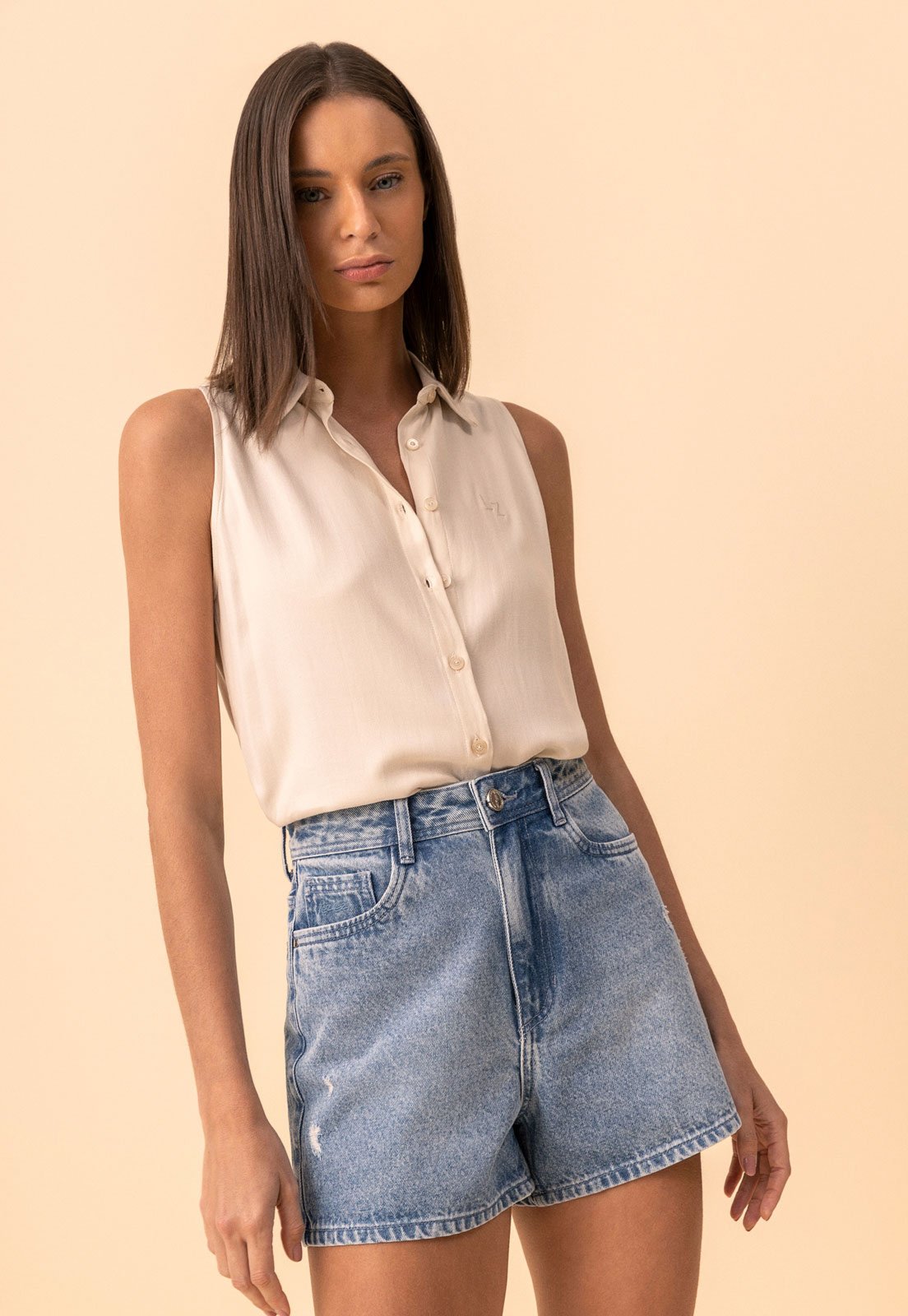 Short Feminino Lez a Lez Cintura Alta Jeans Azul