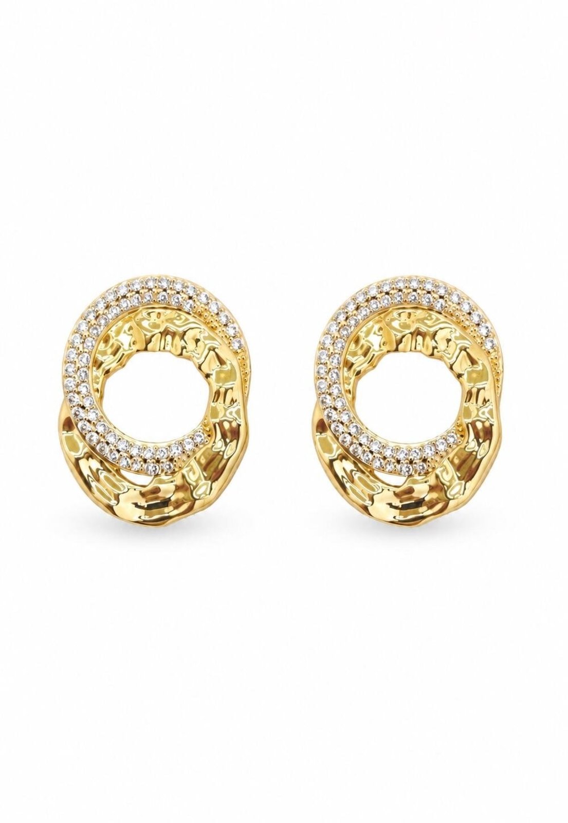 Brinco Orgânico Argolas Entrelaçadas Folheado A Ouro 18K Br127-001 Dourado