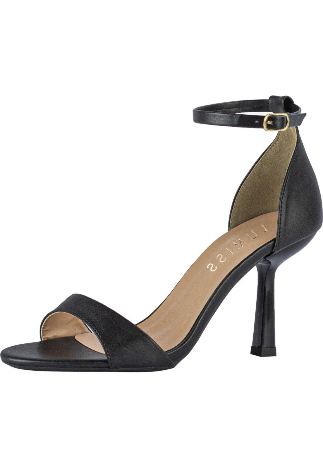Sandália Feminina Salto Fino Lumiss Clássica Comfort Elegância Tiras Preto