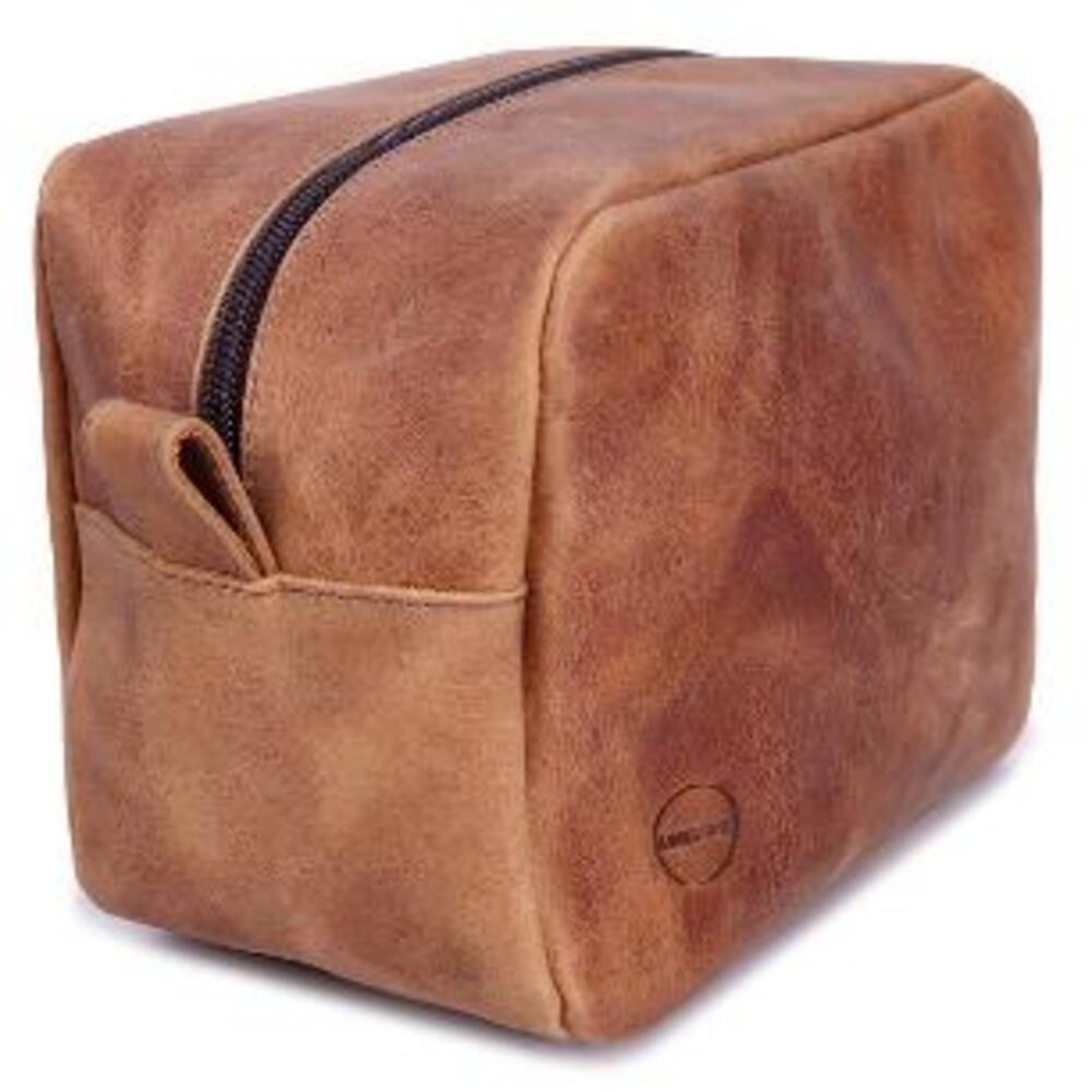Necessaire de Mão Masculina Look Stock Couro Minimalista Marrom